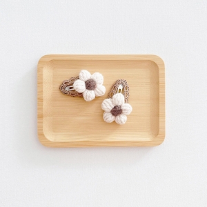 Girl Hair Clip Floral Knitted Christmas CNY Pair (GHP6346)